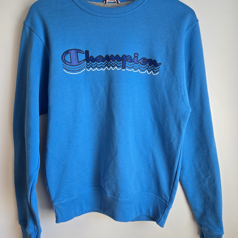 Champion Blue Men's Crewneck Sweatshirt With Logo Size S